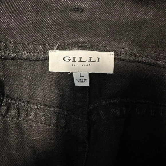 Black Preppy Paper Bag Denim Skirt with Tie by Gilli size L #1005 - Picture 4 of 6